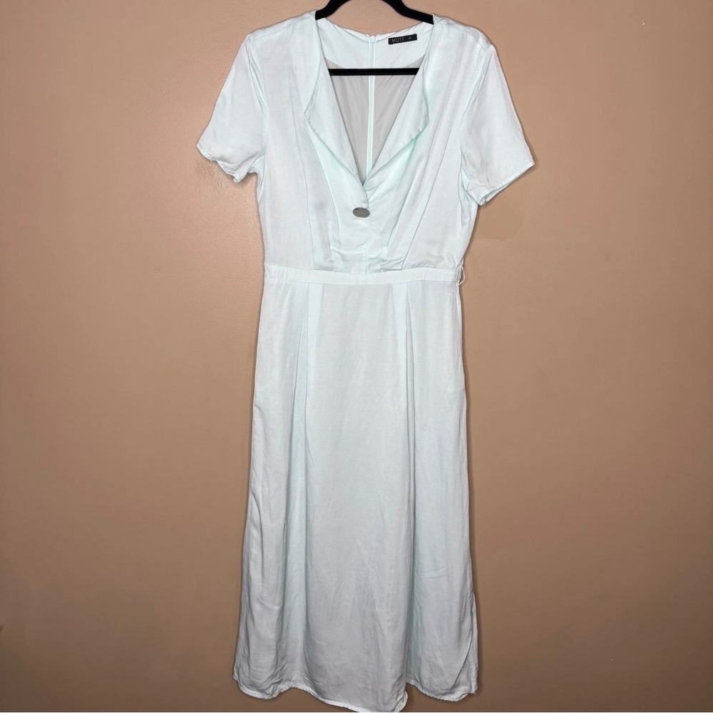 MOTF Light Blue Linen Blend Midi Dress Size M Cottagecore Feminine